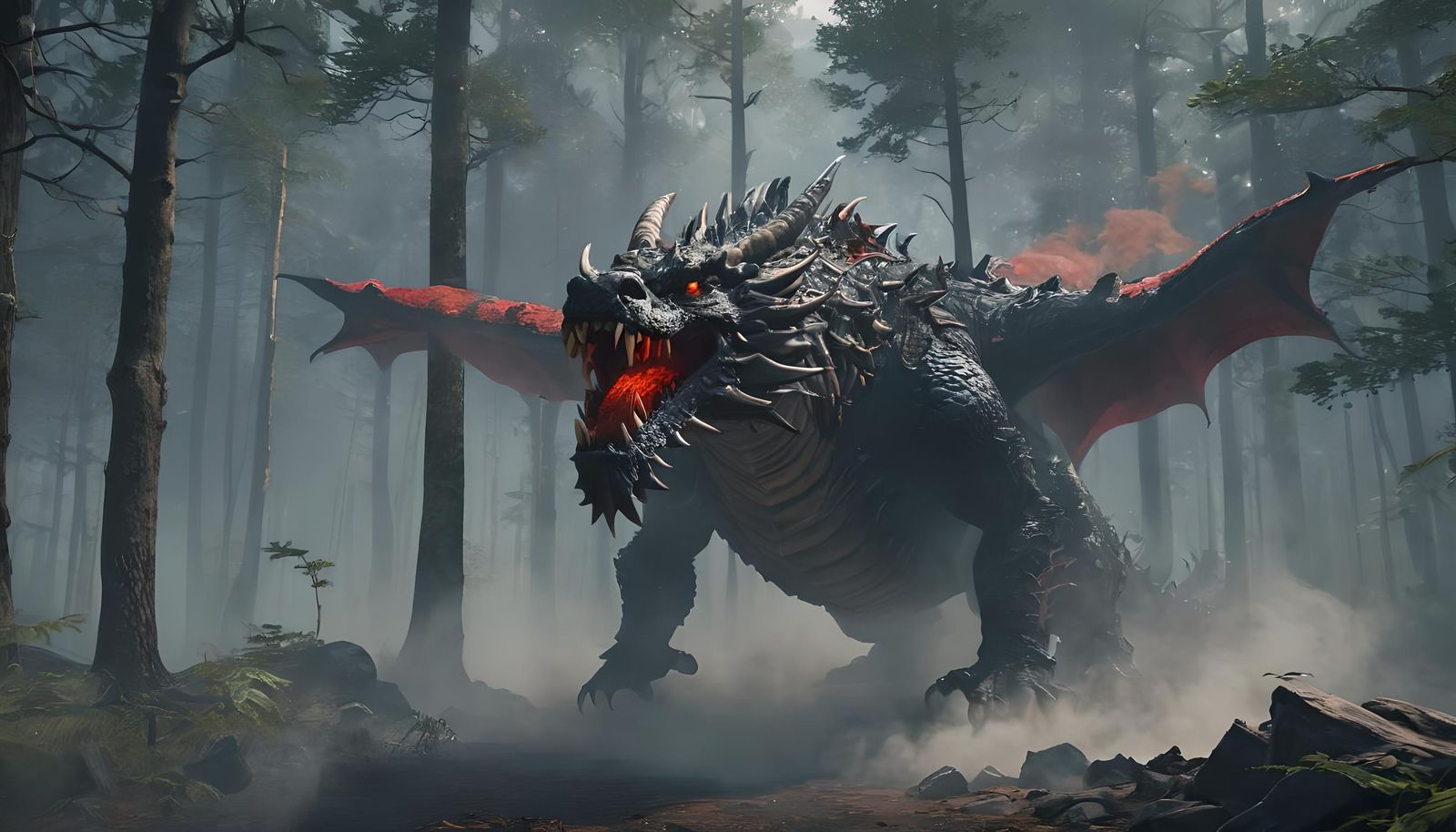 Dragon in Fog: Epic 3D Game Cinematic Graphics