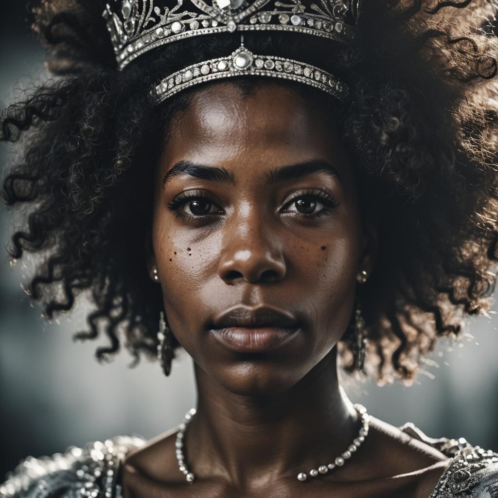 Black Woman with Afro and Tiara Portrait