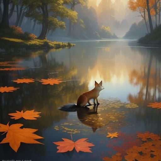 Charming Foxes Play: Whimsical Watercolor Autumn Scene