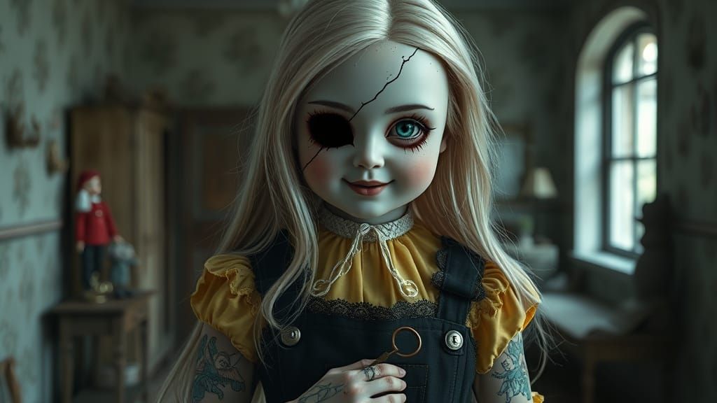 Gothic Woman in Derelict Nursery, Psychological Ghost Story