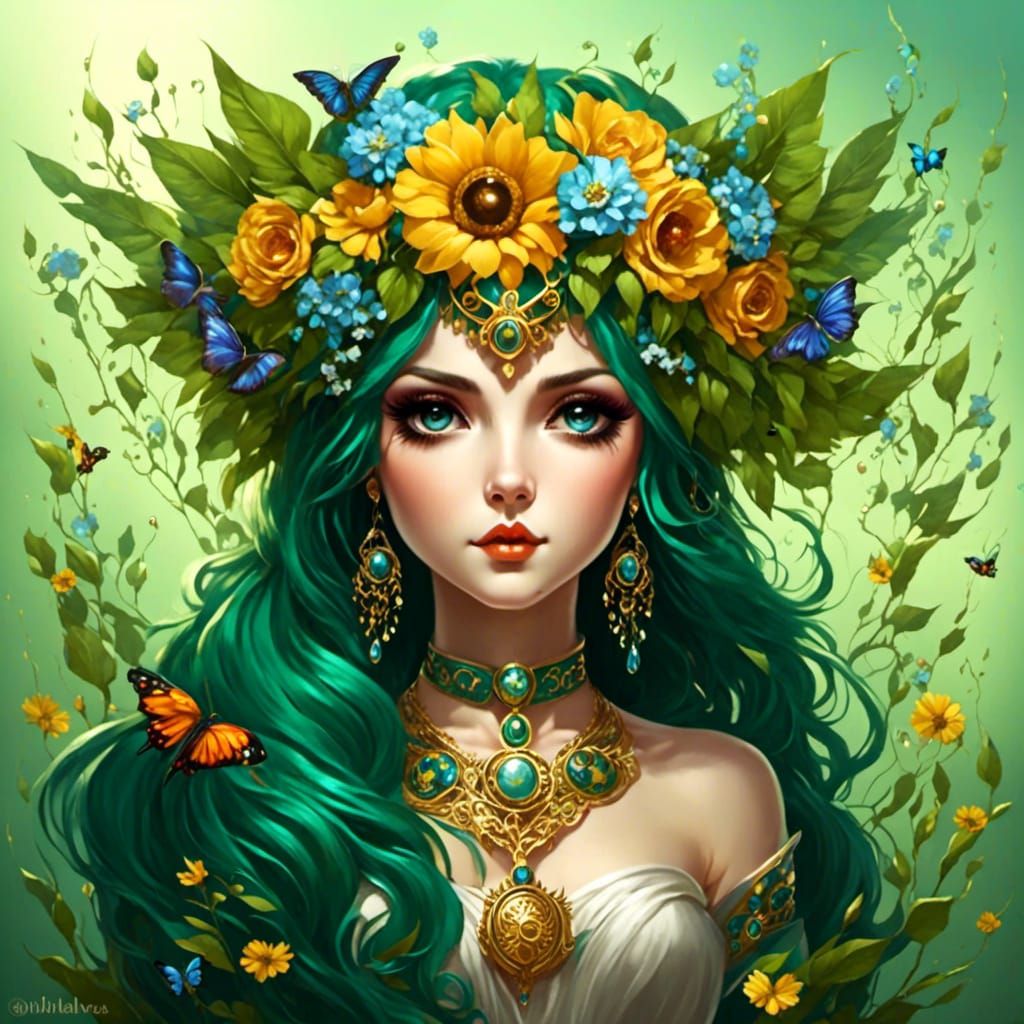 Chibi Beltane Goddess of Spring Digital Art