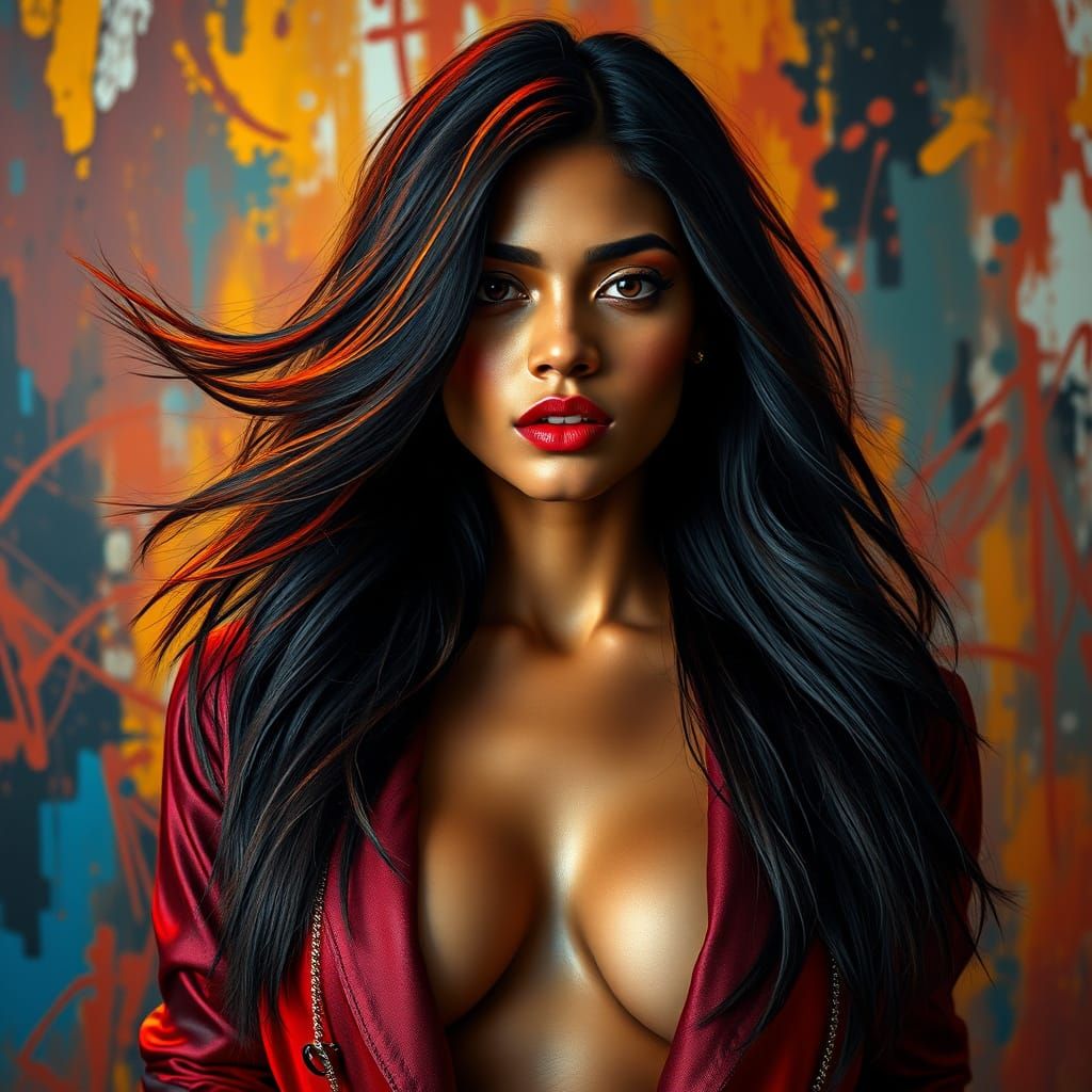 Ethereal Portrait of a Woman with Fiery Hair