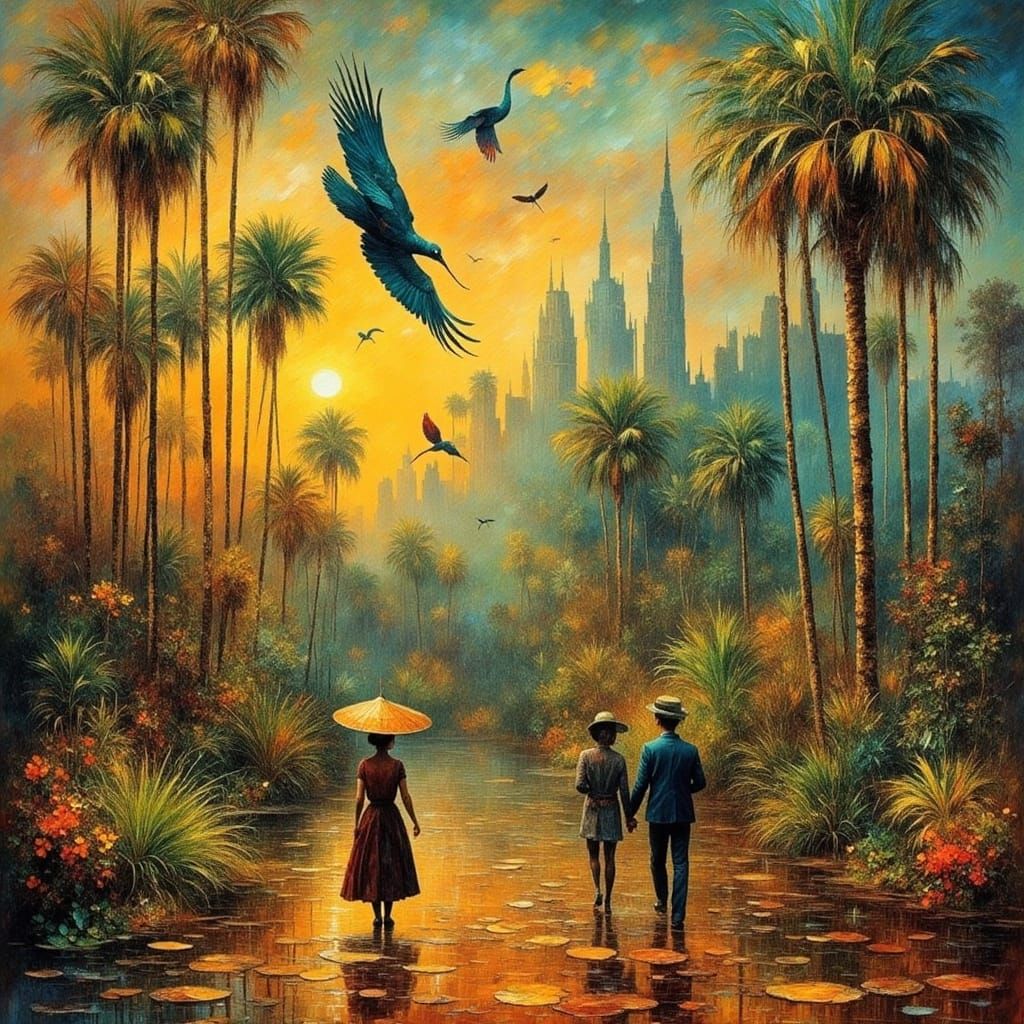 Surreal Landscape in Magritte Style