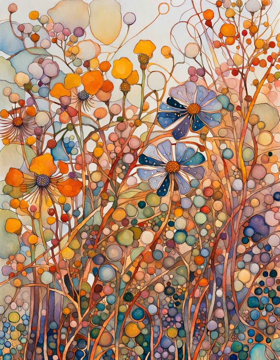 Autumn Wildflowers in Vibrant Impressionist Style