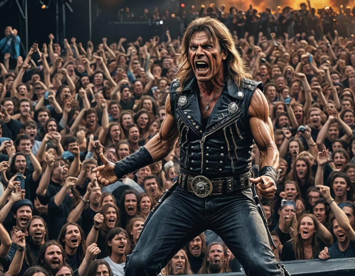 Bruce Dickinson on Stage in Hyperrealistic Portrait