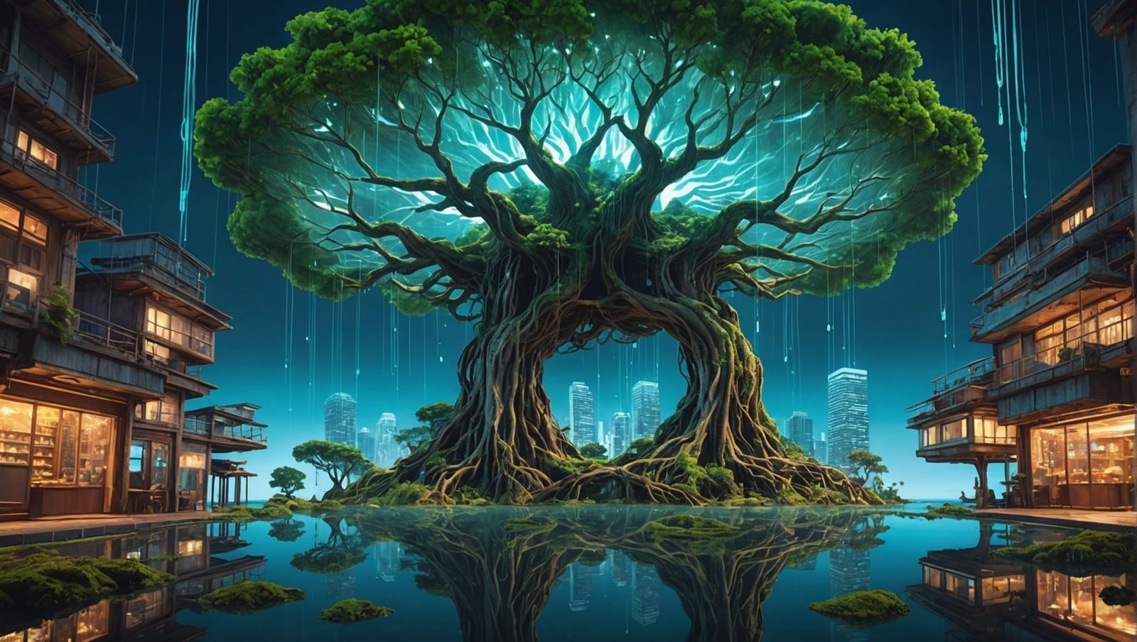 Surreal Dreamscape: Nature and Technology Intertwined