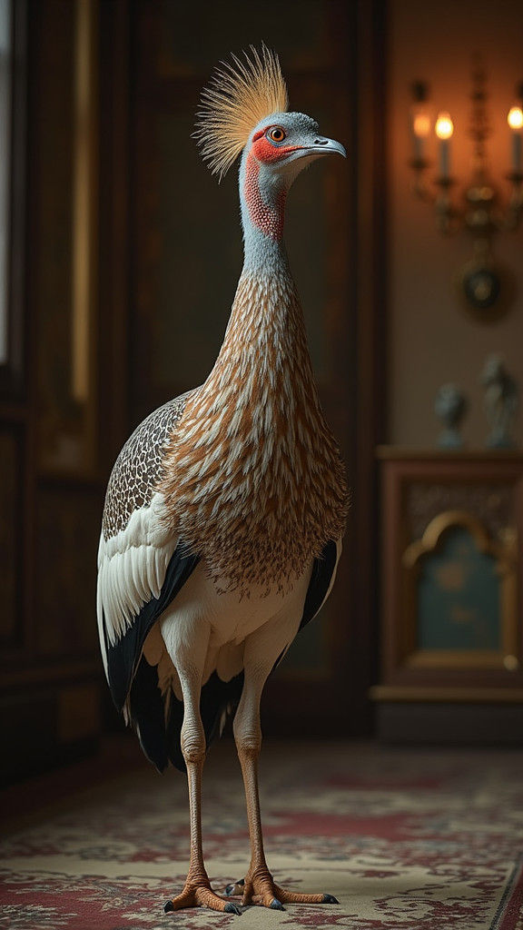 Majestic Bustard in Opulent Manor: Hyperrealistic Detail