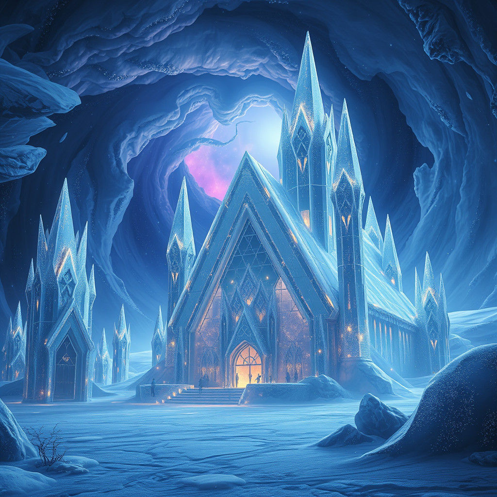 Ethereal Ice House: Crystalline, Futuristic Concept Art