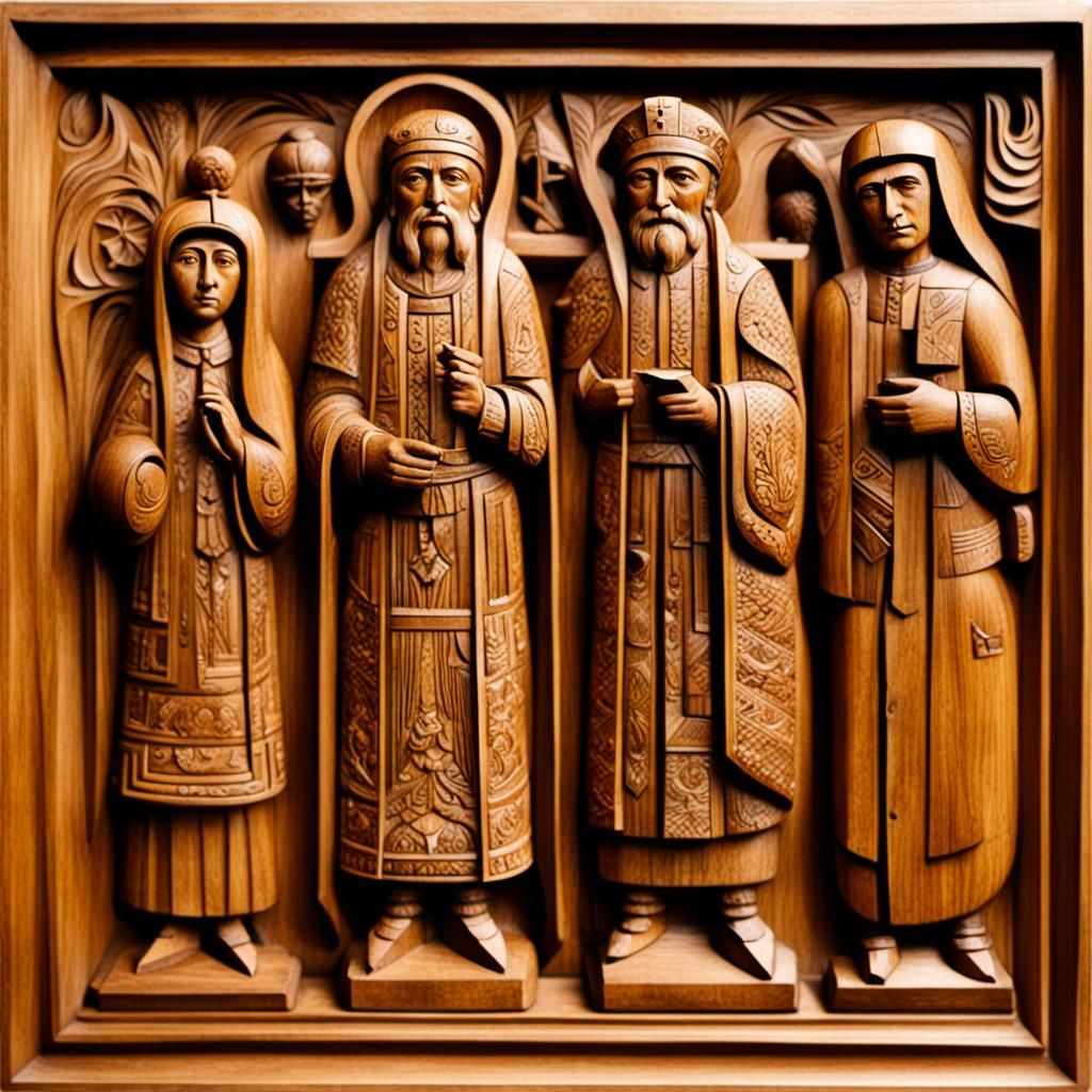 Contemplative Figure in Carved Wood, Vintage Style