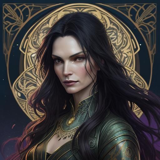 Art Nouveau Woman Portrait in Style of Alphonse Mucha