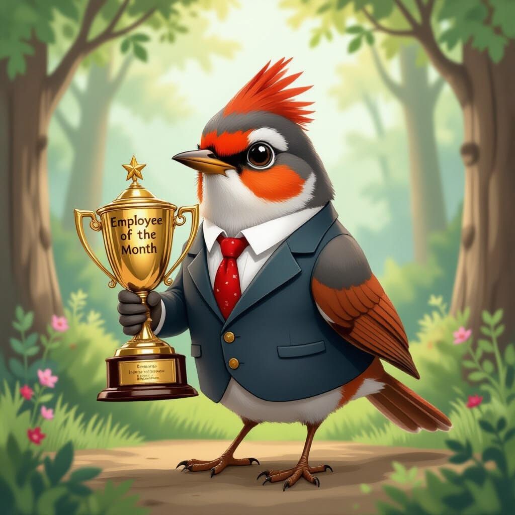 Robin Wins Employee of the Month in Whimsical Style