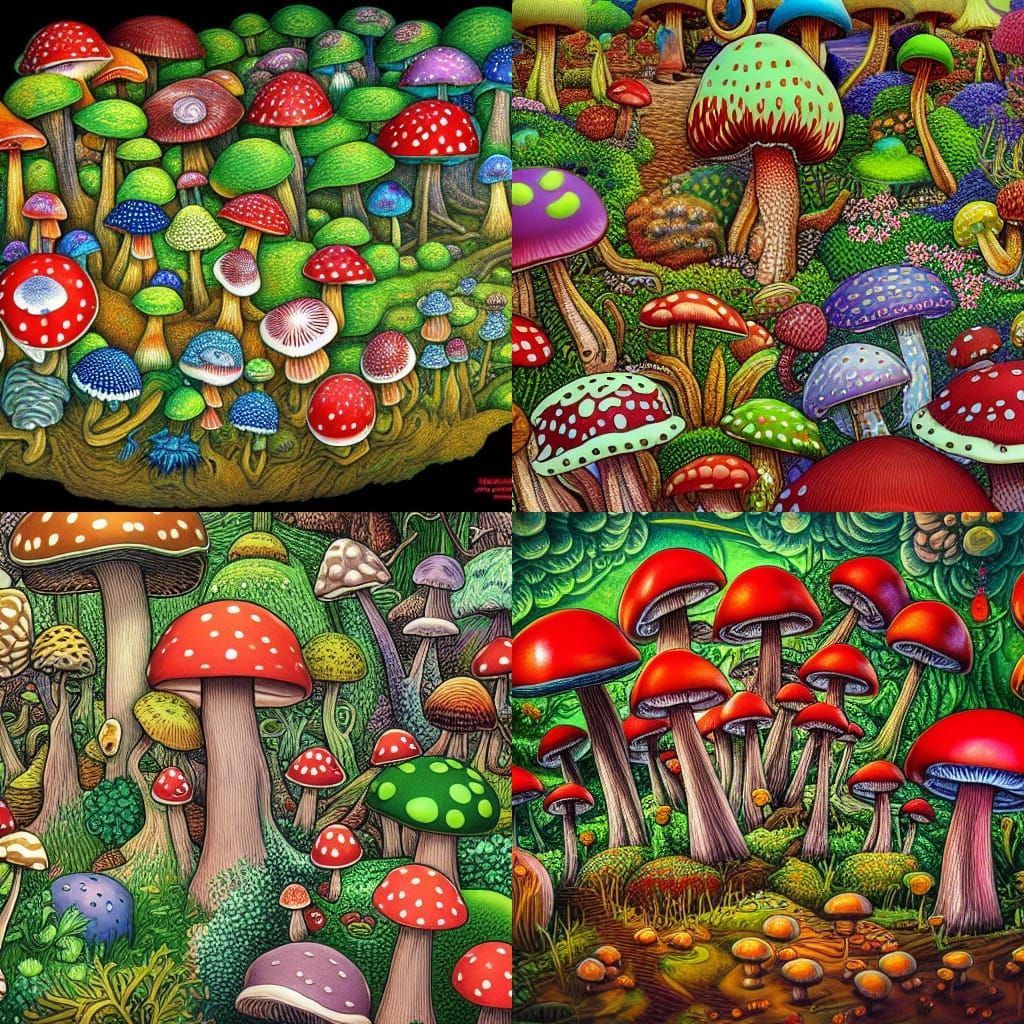 Hyperdetailed Mushroom Wonderland