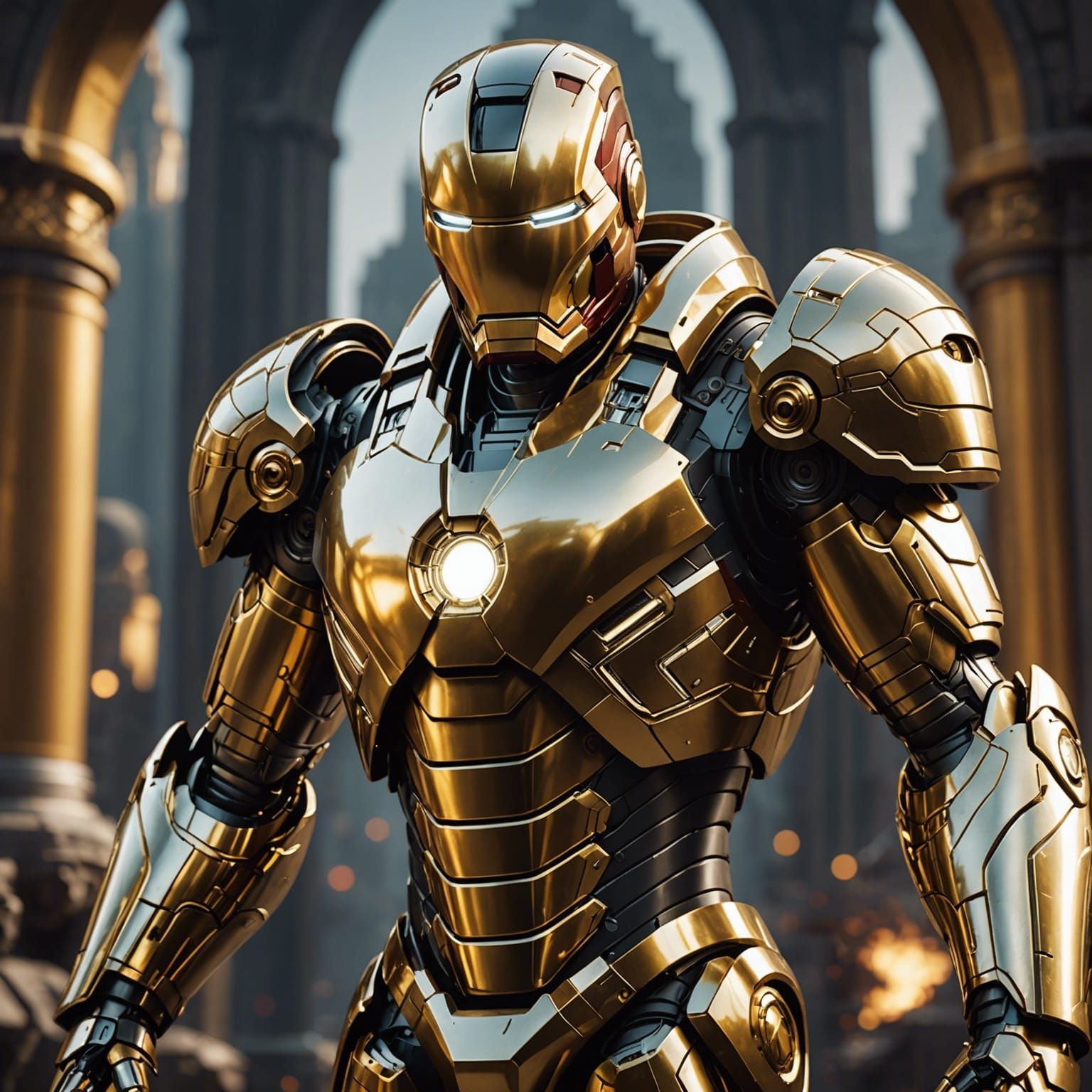 Golden Ironman Armor in Detailed Matte Painting