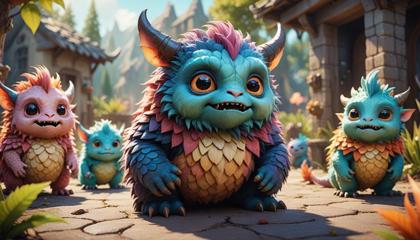 Fantasy Creatures in Warm Sunshine