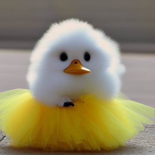 Cute Fluffy Yellow Duck in a Tutu