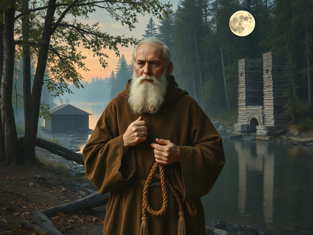 Mystical Skete Along the Sora River in Soft Dawn Light