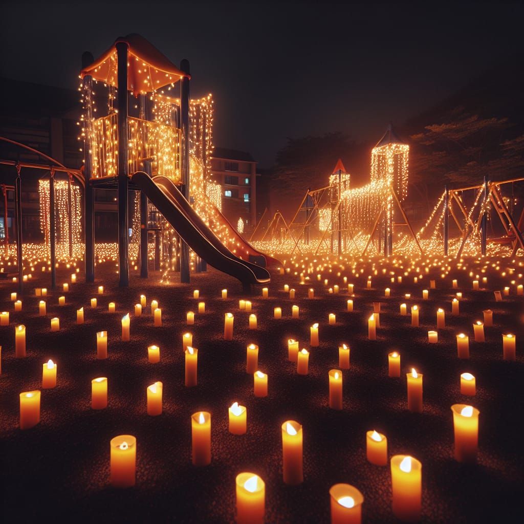 Playground Transformed by Candlelight into Enchanting Night ...