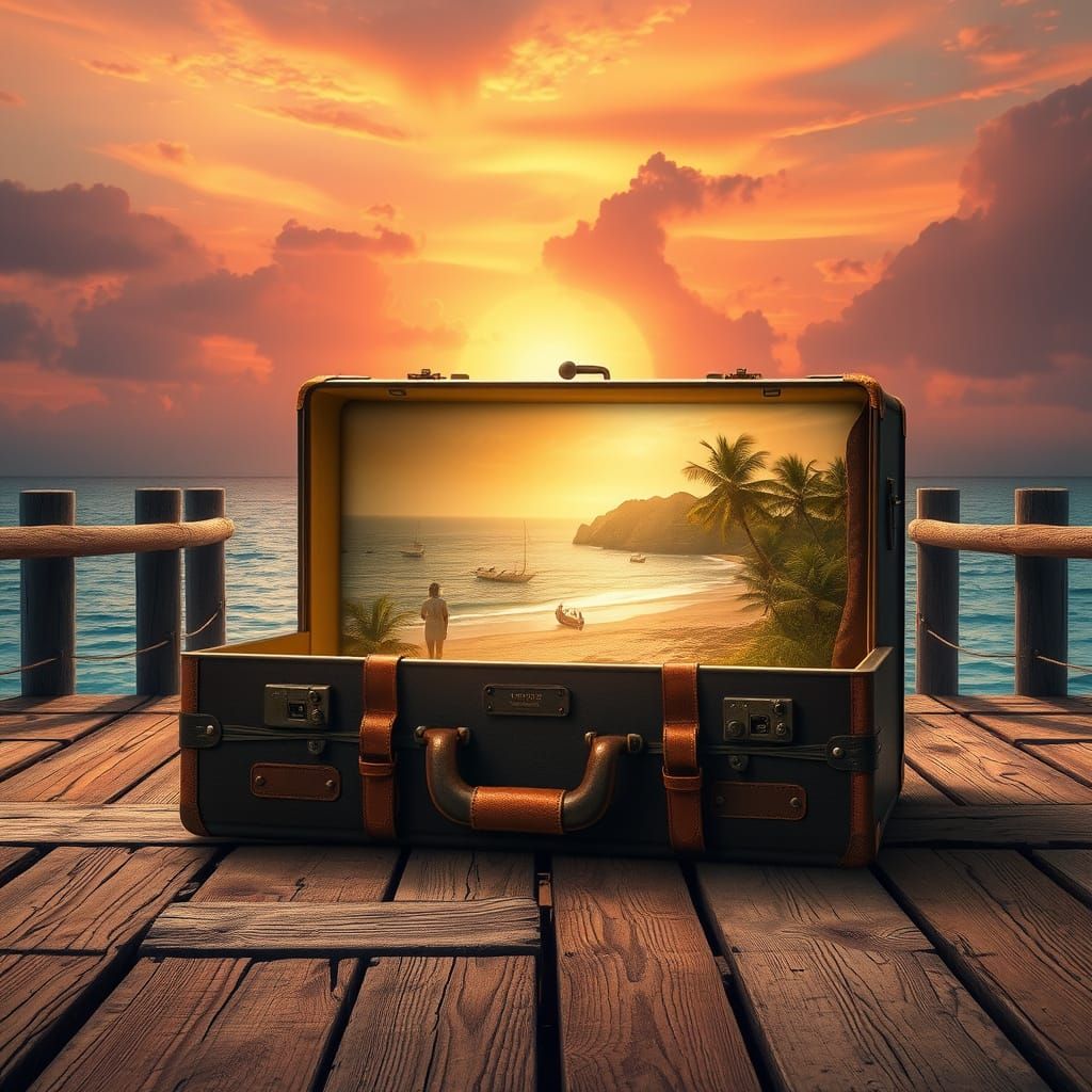 Vintage Suitcase Reveals Tropical Paradise