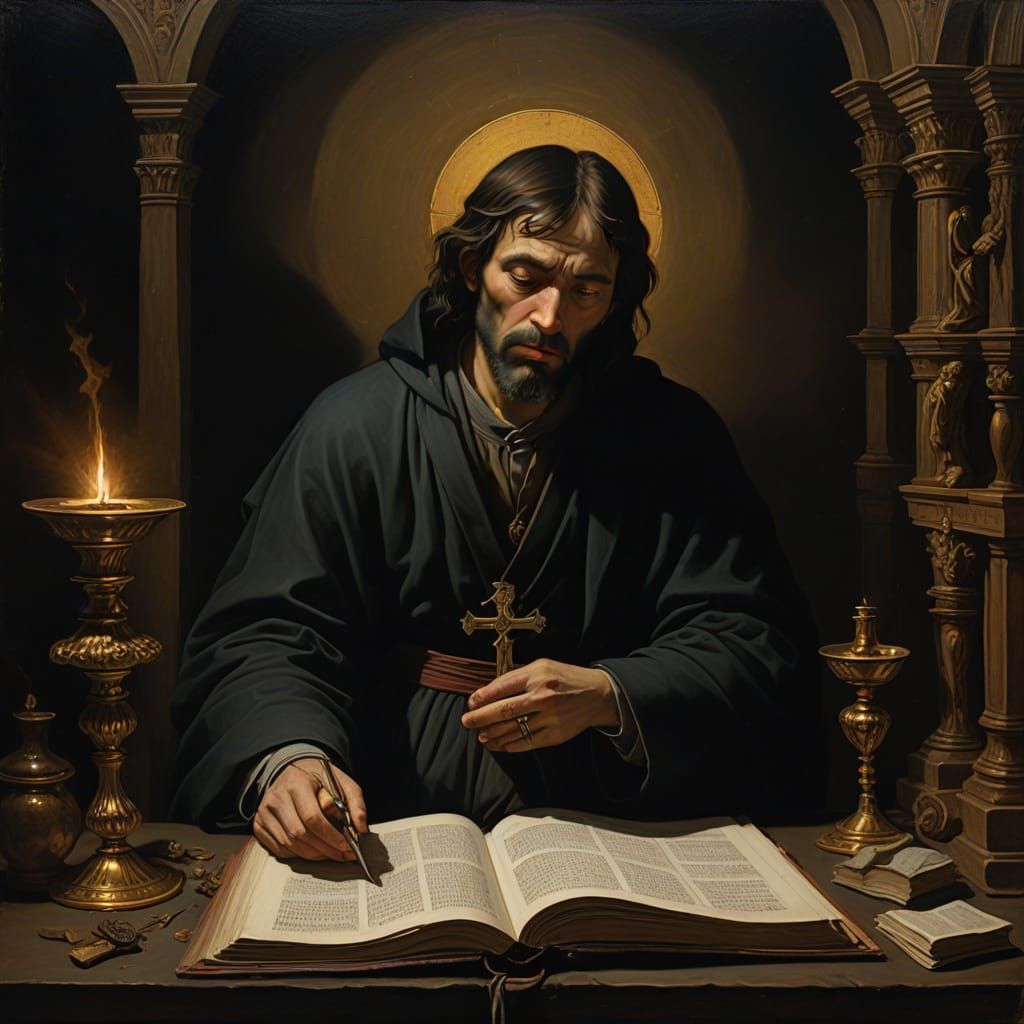 Contemplative Figure in Mystical Twilight