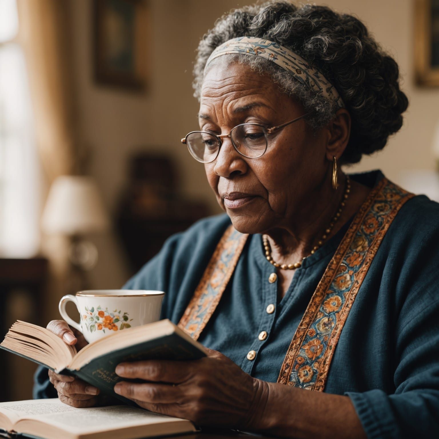 Miniature Old Woman's Tea Time Portrait