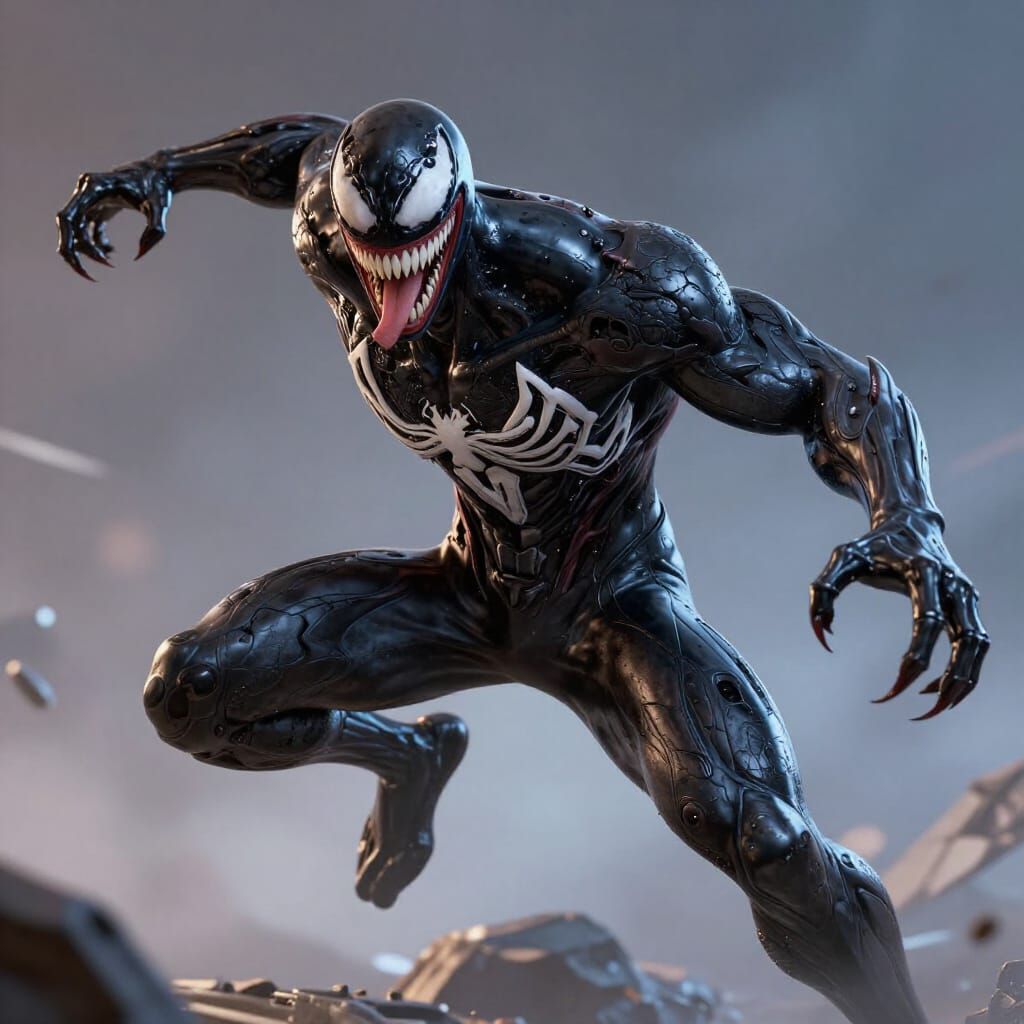 Venom Boy Action Pose in 3D Anime Style