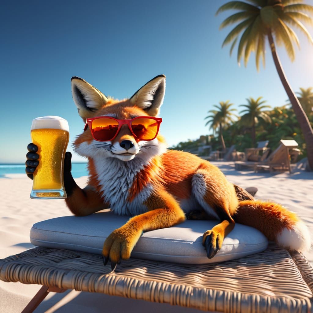 Fox on Vacation: Sun, Beach, and Beer