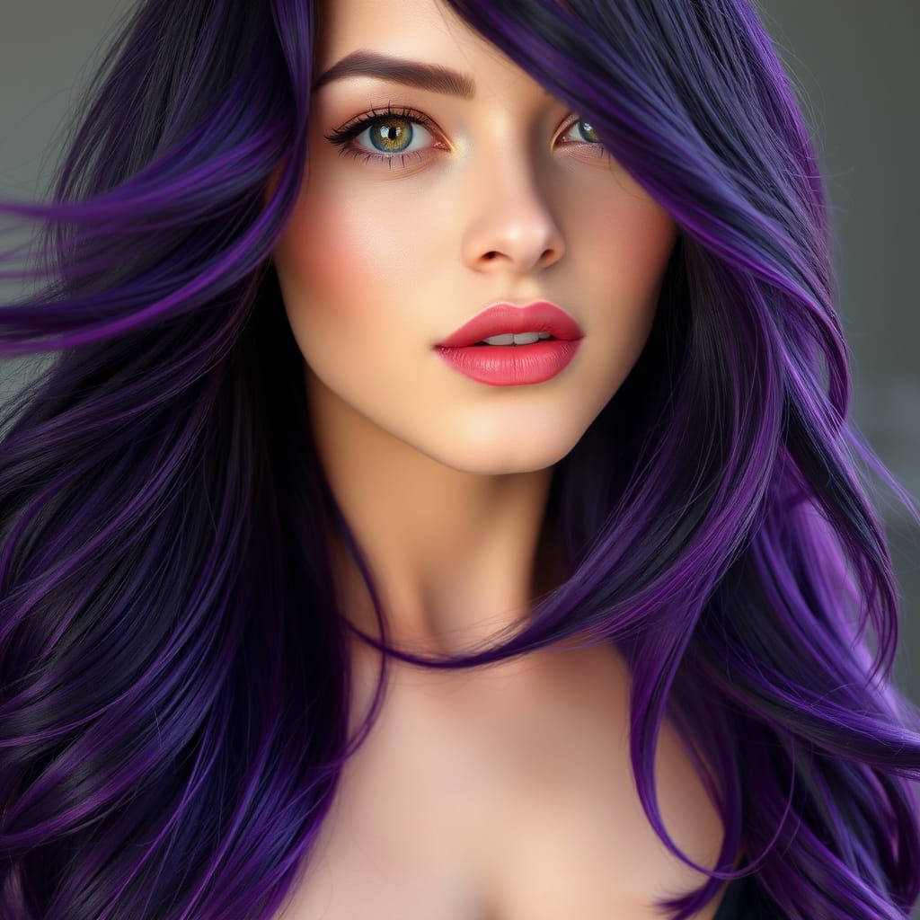 Seductive Portrait of Woman with Flowing Hair