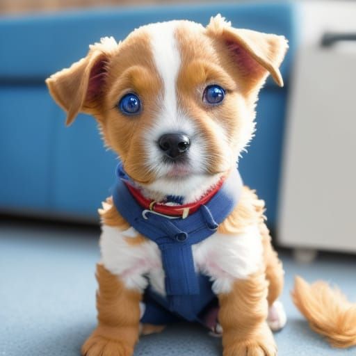 Super-Cute Terrier Pup with Neon Glow Effect