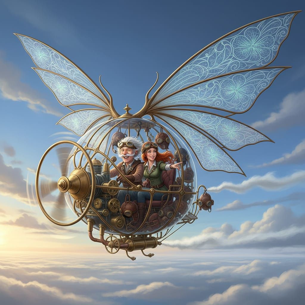 Prof Oddballs' Freeform Flying Fancy with Floral Gossamer Fi...