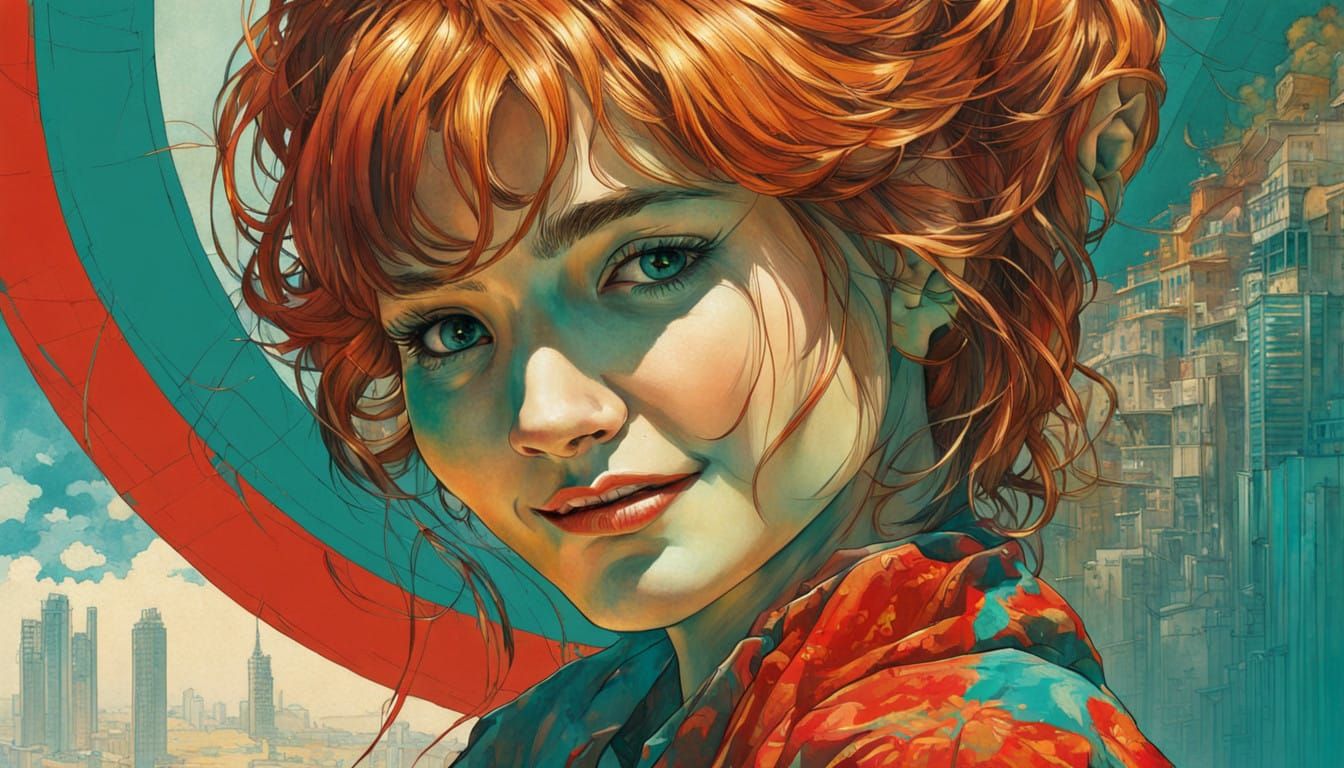 A Photorealistic Portrait of a Young Atalante Woman with a W...