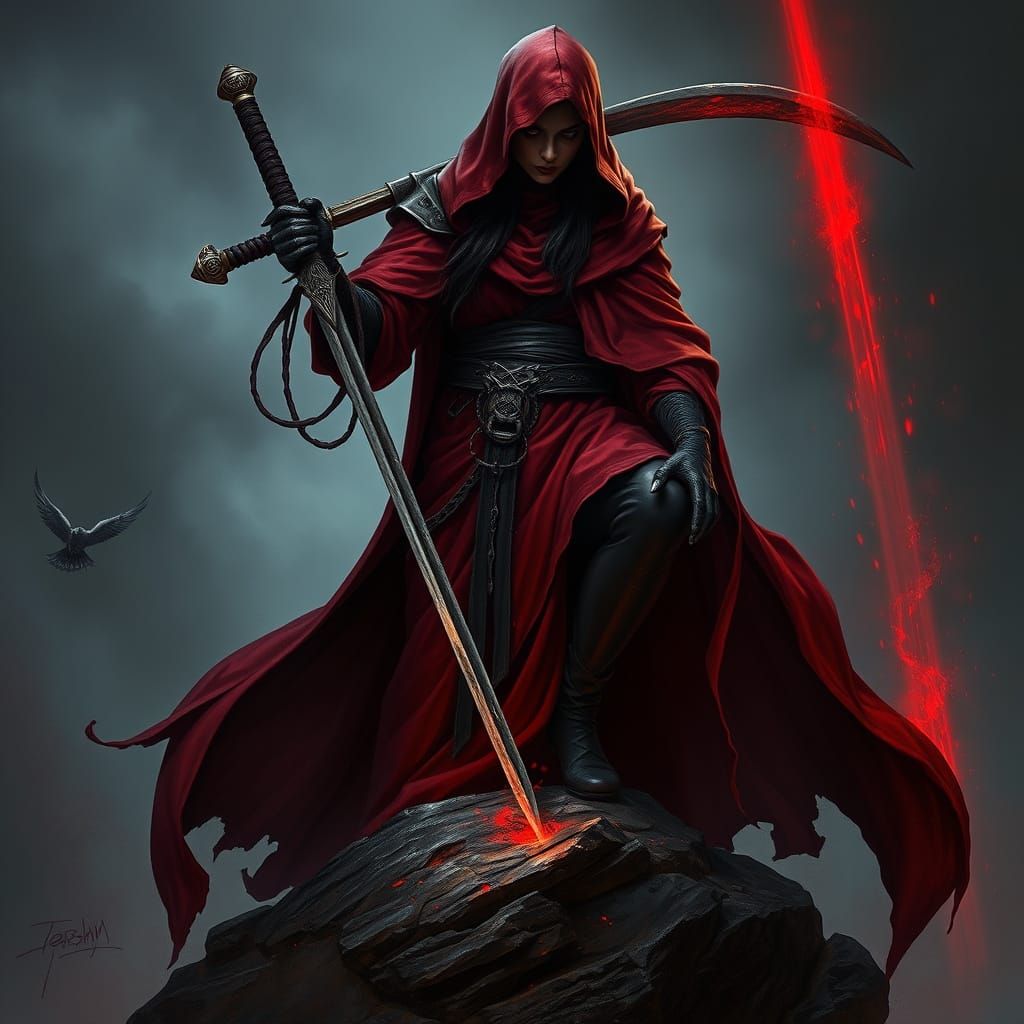 Ethereal Dark Fantasy Goddess on a Rock