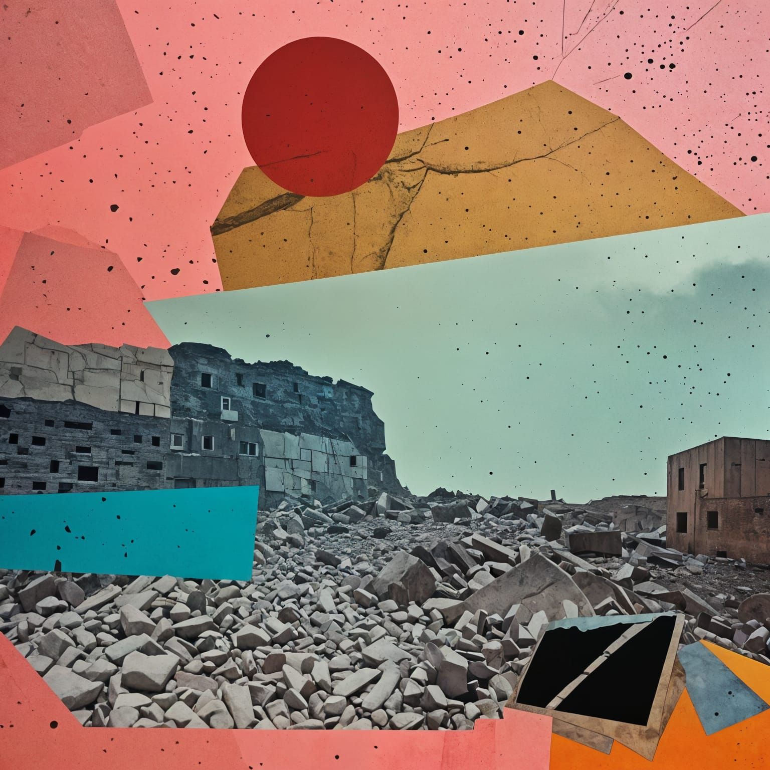 Abstract Collage Landscape with Double Exposure Effect