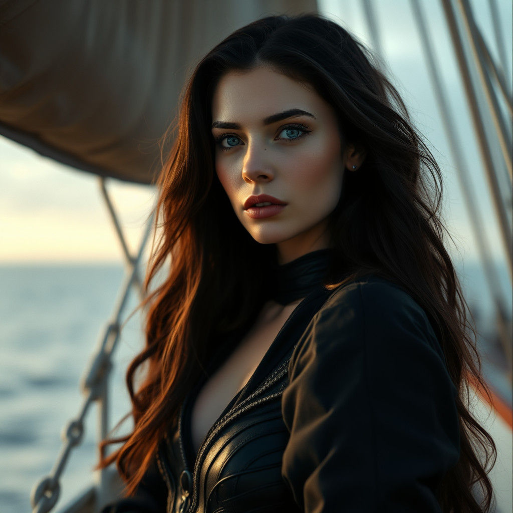 Lola Flanery at Ship's Stern in Cinematic Style