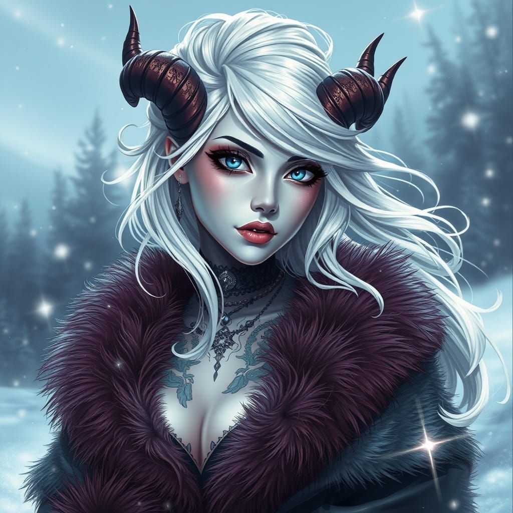 Ethereal Dark Fantasy Maiden in Winter Wonderland