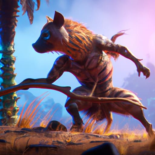 Hyena Capoeira in Detailed Matte Painting Style