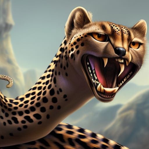 Cheetah Snake Hybrid in Detailed Digital Painting