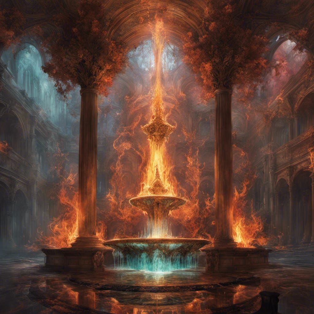 Haunted Flaming Fountain in Burning Realm