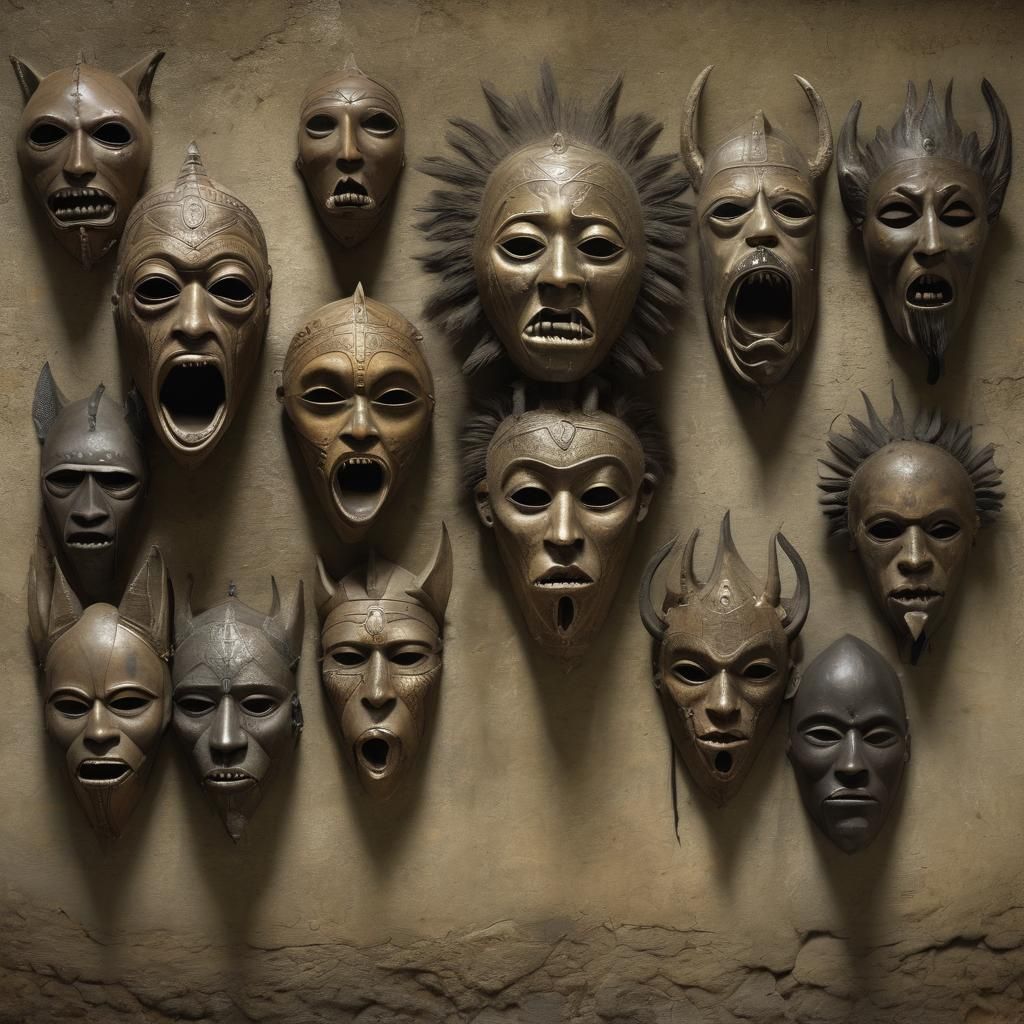 Scary African Masks in Horror Style