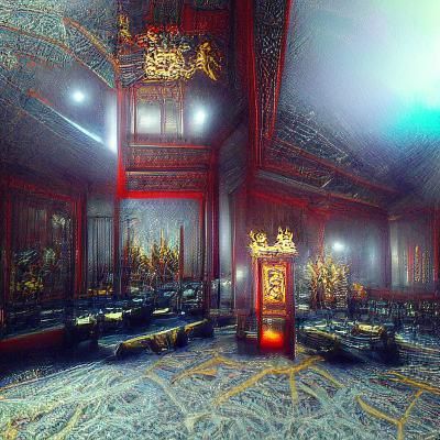 Ornate Dark Chinese Imperial Palace Room in 3D