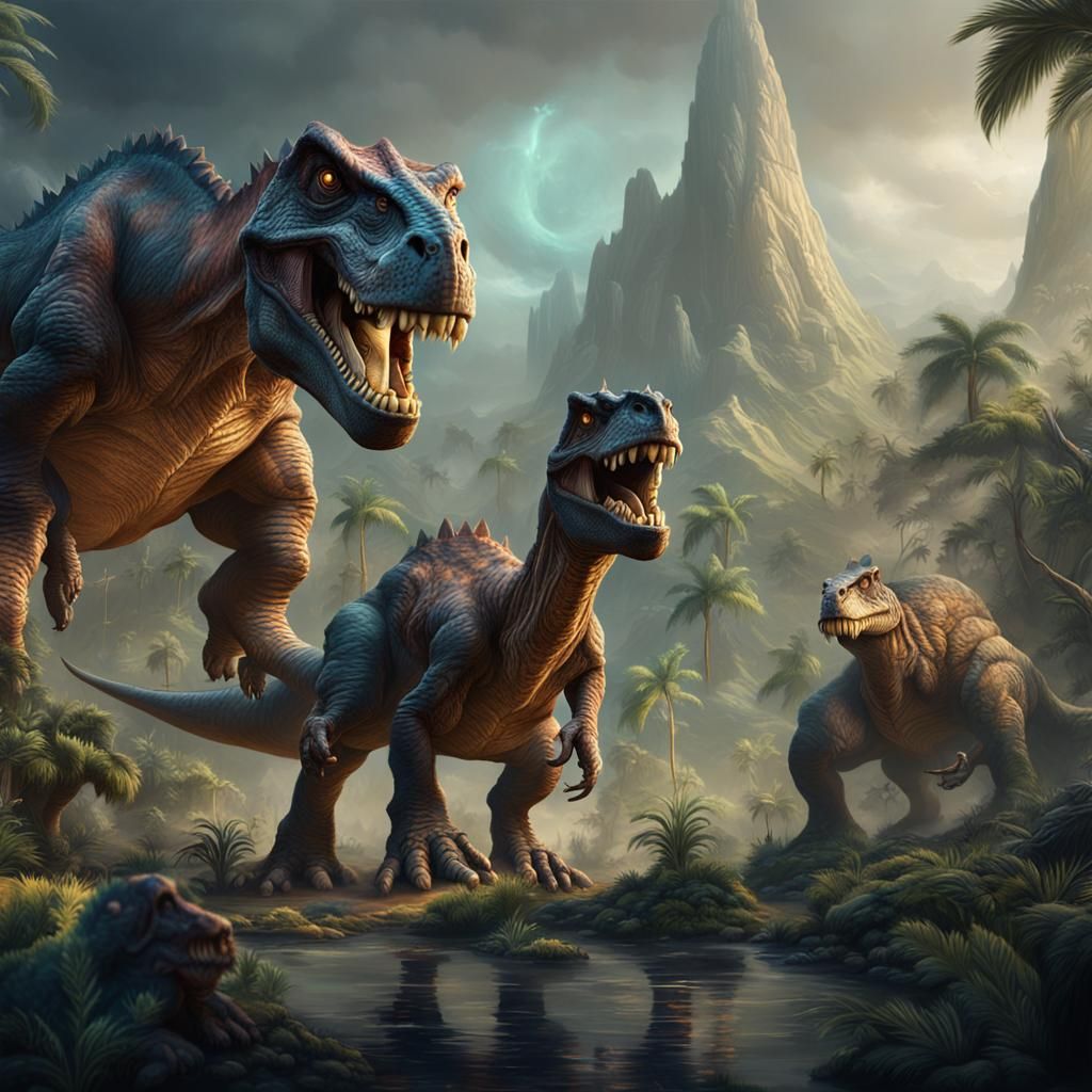Dinosaurs and Cavemen in a Fantasy World