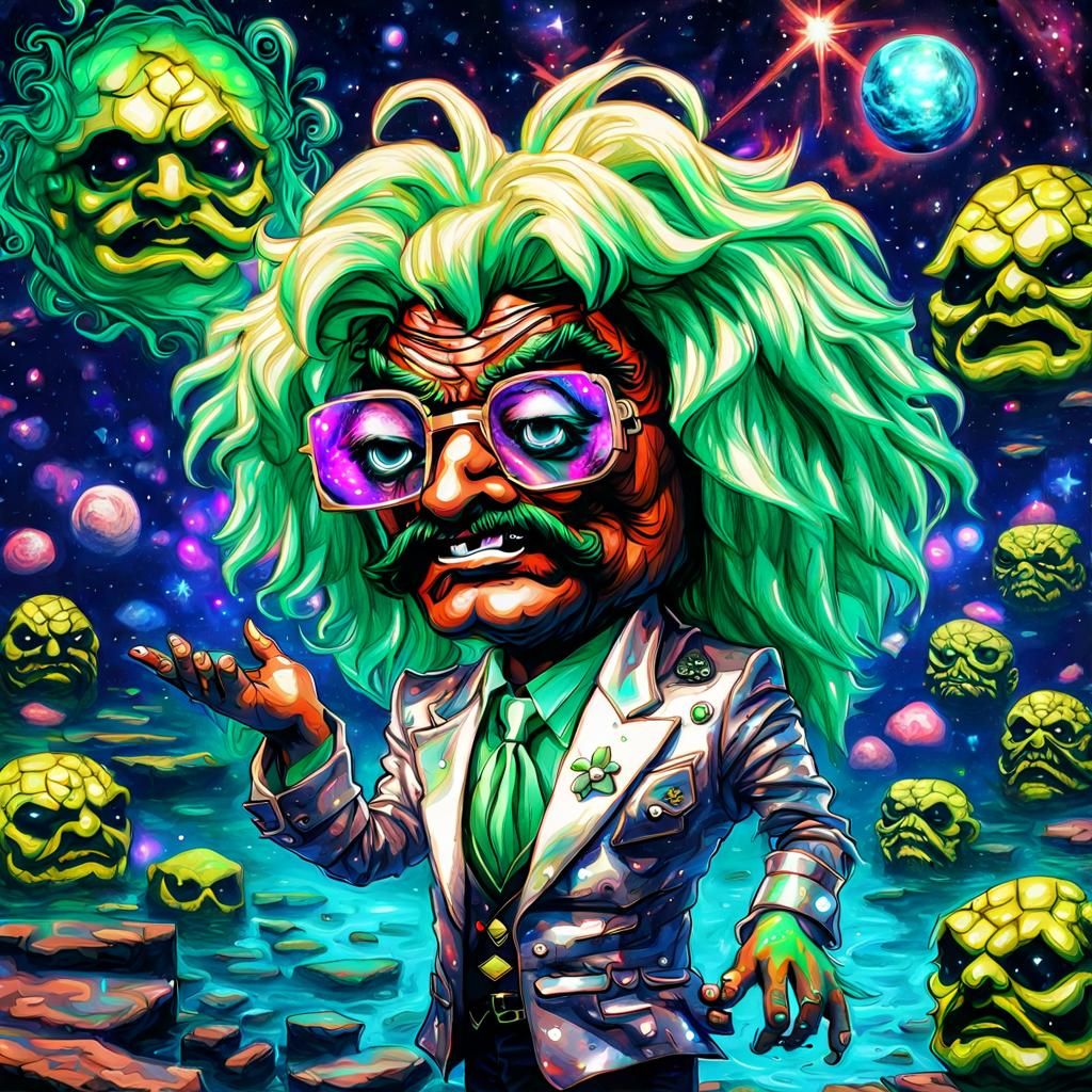 Chibified Old Gregg in Cosmic Astral Illustration