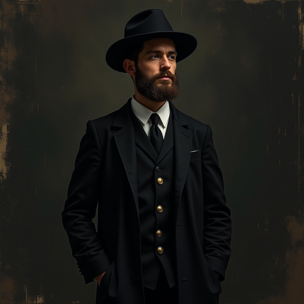 Orthodox Jewish Man in Dark Mystical Landscape