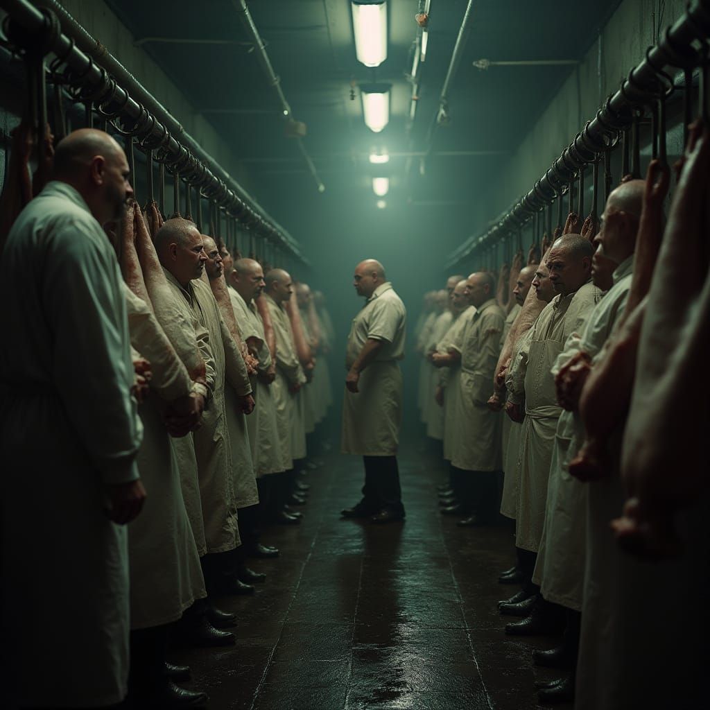 Distorted Figures in an Industrial Abattoir