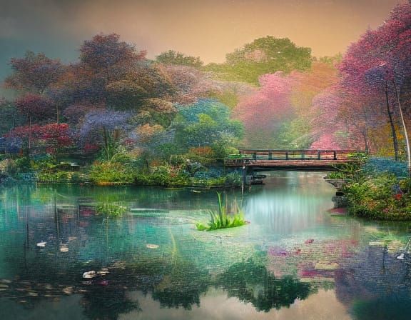 Geisha in Mystical Forest Digital Matte Painting