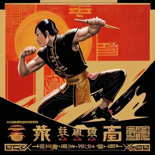 Retro Chinese Kung Fu Movie Poster in Pop Art Style