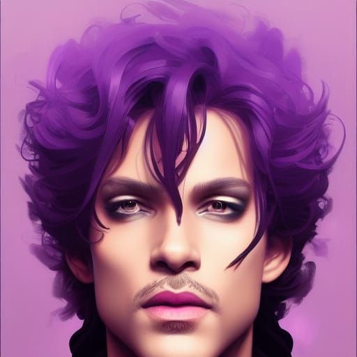 Prince Purple Rain Portrait in Art Nouveau Style