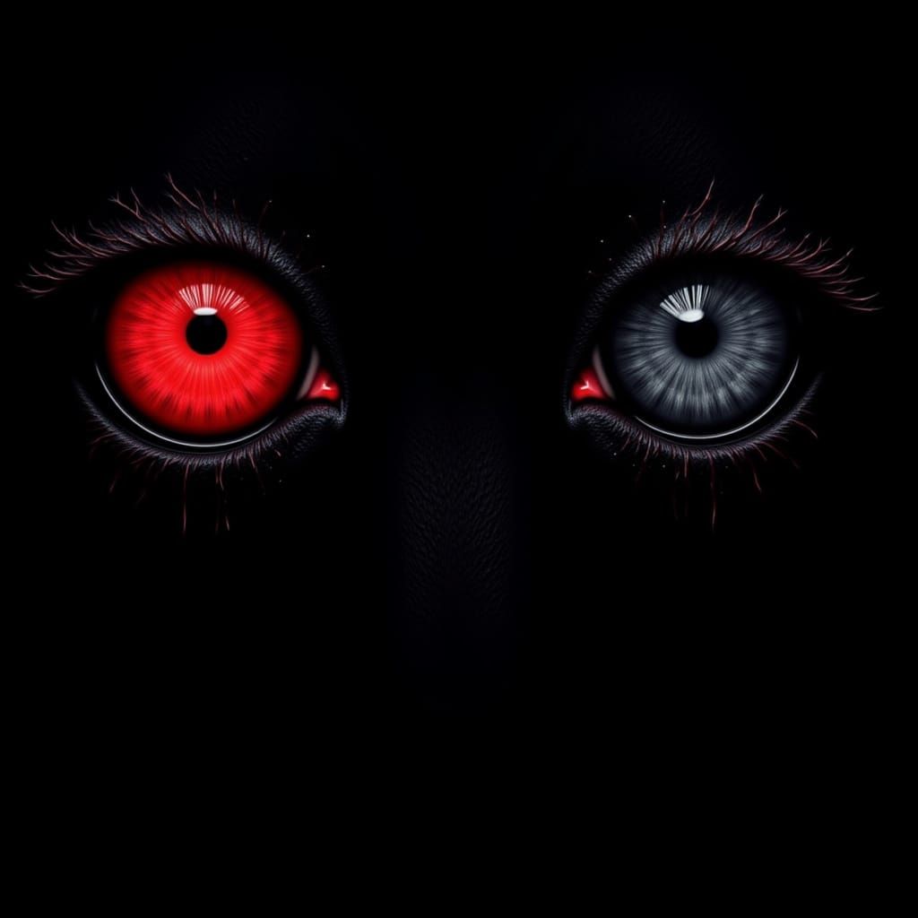 Crimson and Black Eyes in Dramatic Digital Art