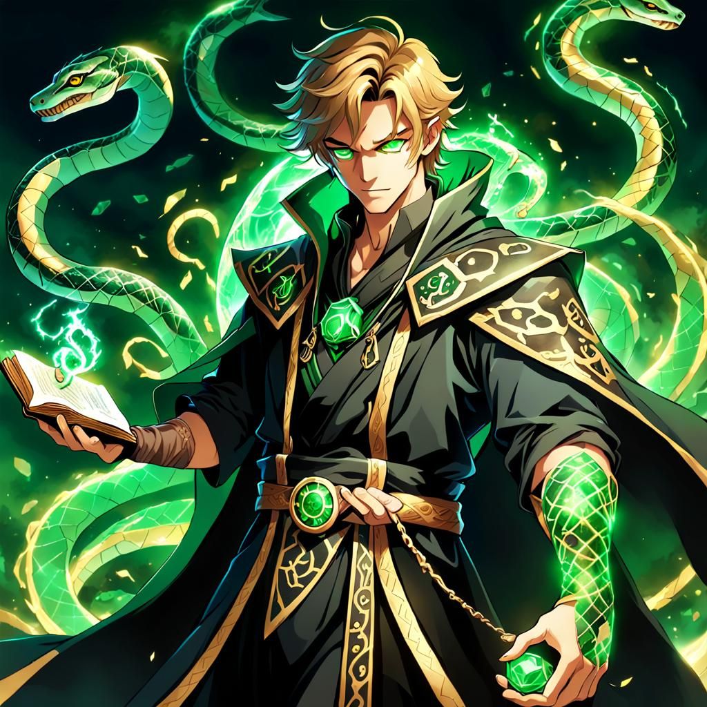 Anime-Inspired Fantasy Warrior with Glowing Black Runes and....