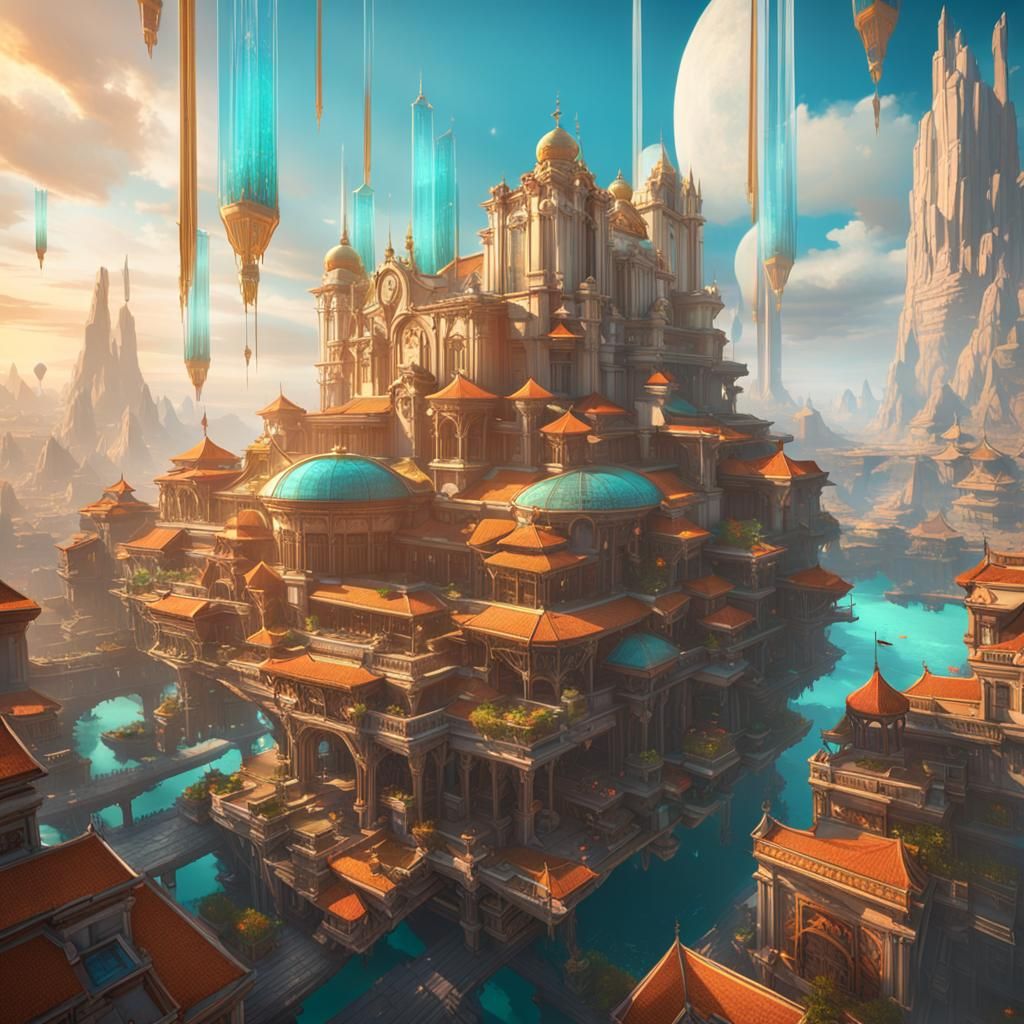 Spectacular Floating Sky City Concept Art