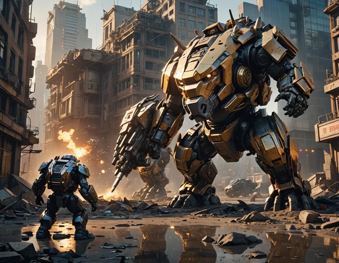 Epic Sci-Fi Battle: Transformer Hippo vs Rhino